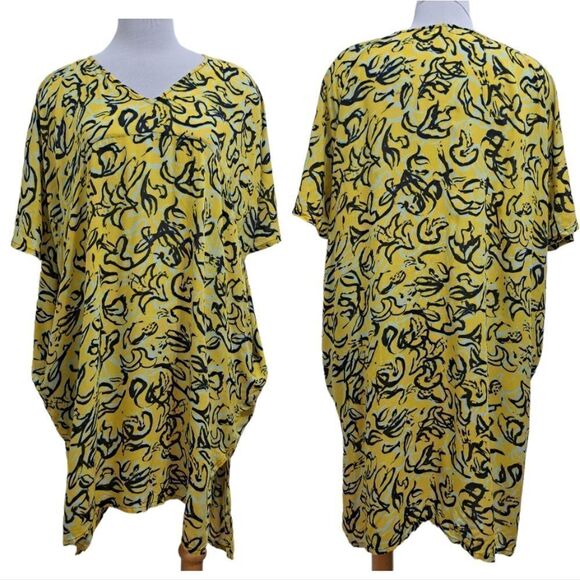 Diane Von Furstenberg x Onia Hanna Floral Kaftan Oversized XS/Small Yellow - Picture 1 of 14